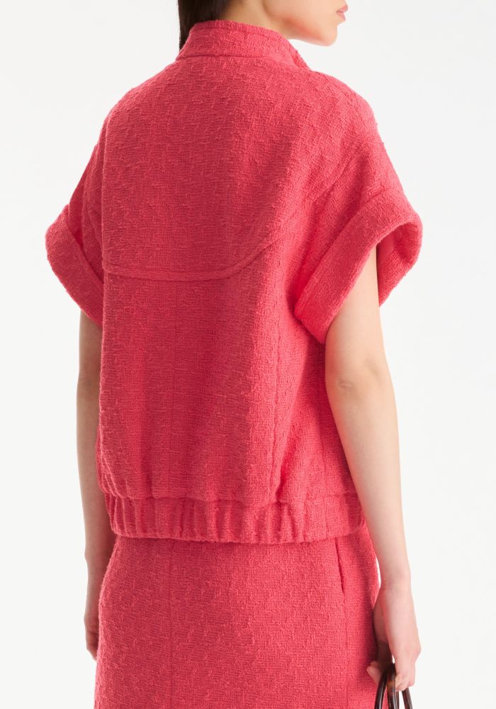 Chanel Blouson Cotton Tweed Pink #380020