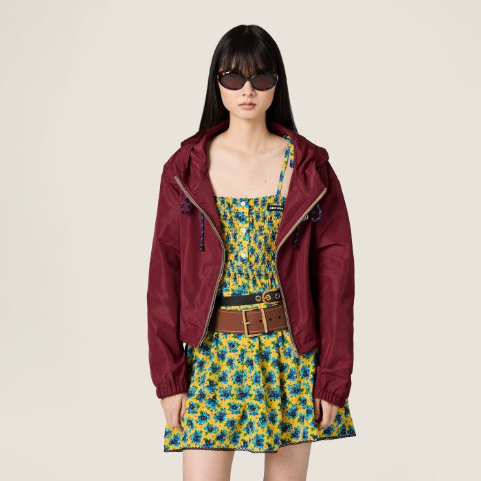 MiuMiu Amaranth Red Technical Fabric Blouson Jacket #380063