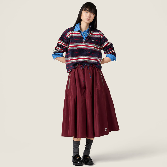 MiuMiu Amaranth Red Technical Fabric Skirt #380062