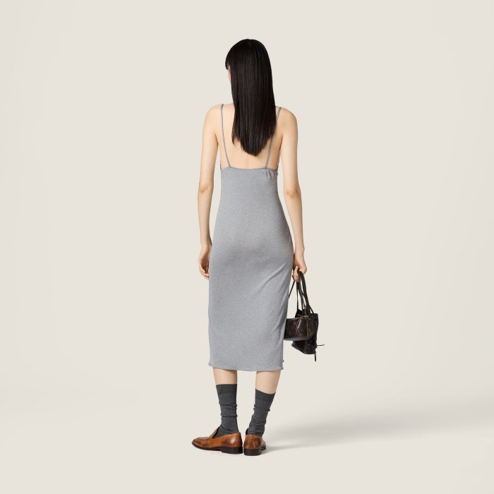 MiuMiu Grey Silk Jersey Dress #380047