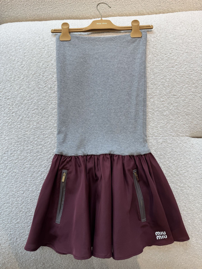 MiuMiu Amaranth gray Technical Fabric Miniskirt #380064