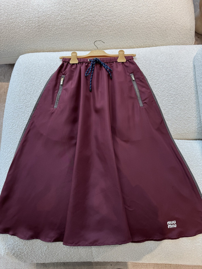 MiuMiu Amaranth Red Technical Fabric Skirt #380062