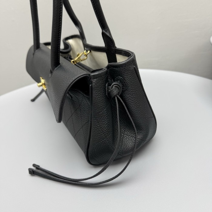Chanel Small Shopping Bag Grained Calfskin Gold-tone Metal Black #380058