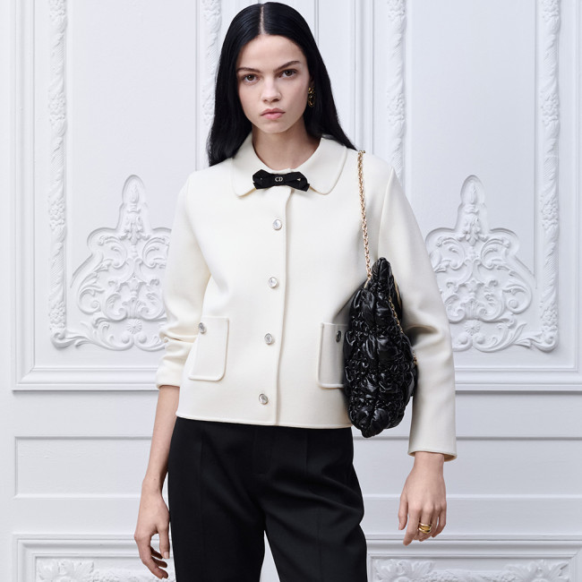 DIOR Cropped Jacket Ecru Technical Knit #380095