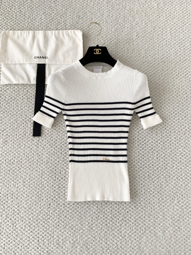 Dior Women's Knitted Striped Short-sleeved Sweater #380121