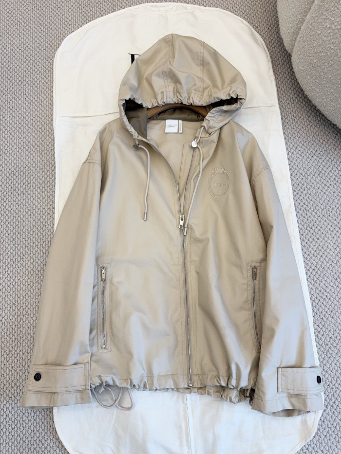 DIOR Dior Médaillon Embroidered Anorak Beige Cotton and Silk Gabardine #380096