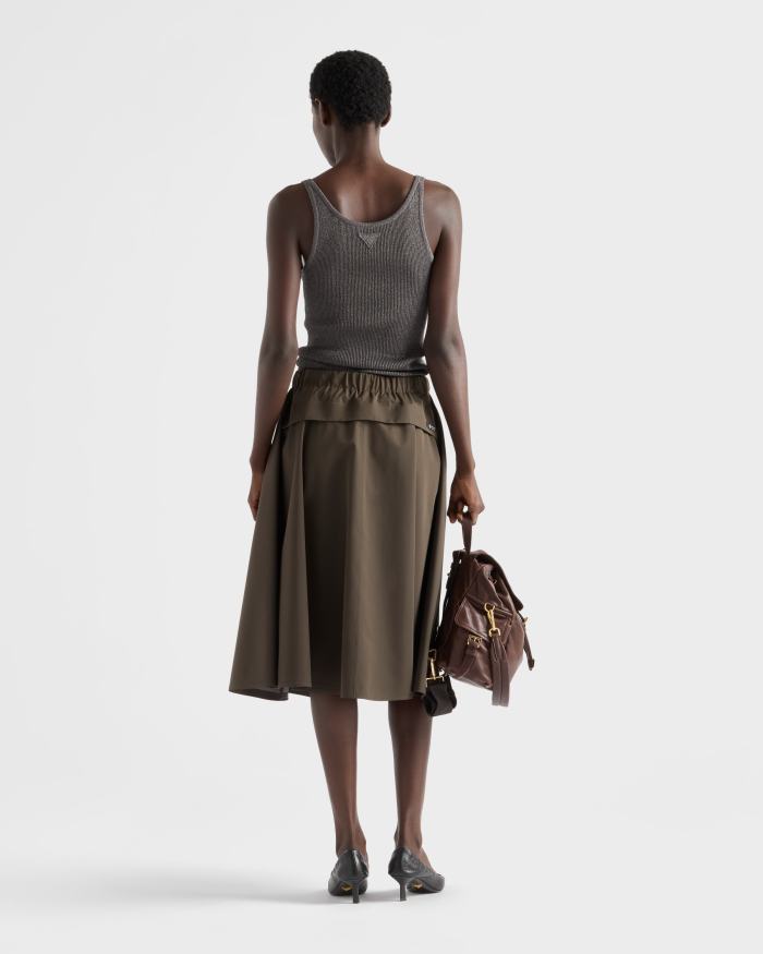 PRADA Selva Green Technical Fabric Circle Skirt #378469