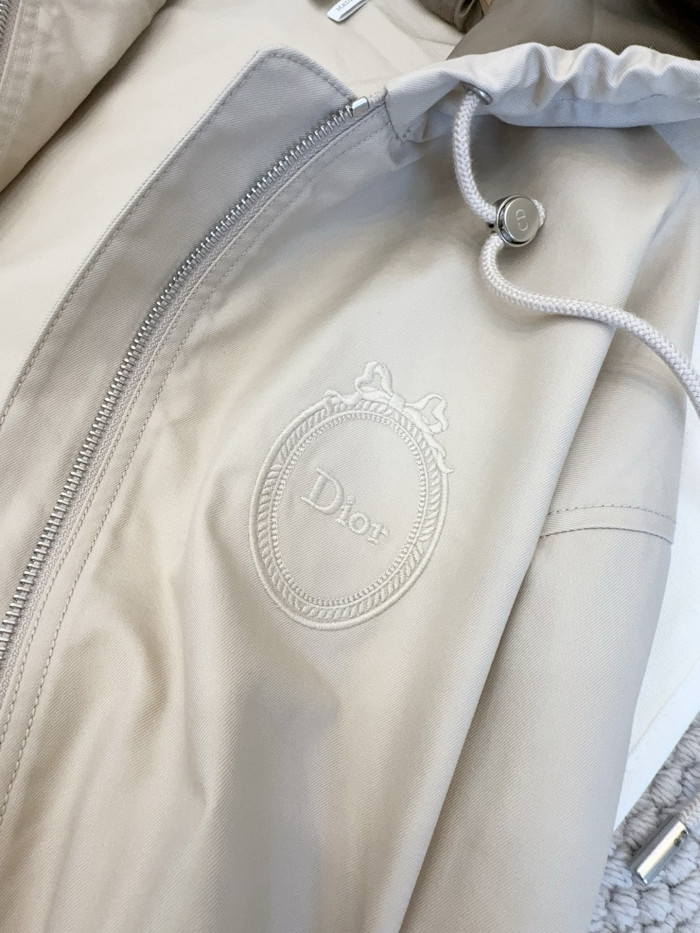 DIOR Dior Médaillon Embroidered Anorak Beige Cotton and Silk Gabardine #380096