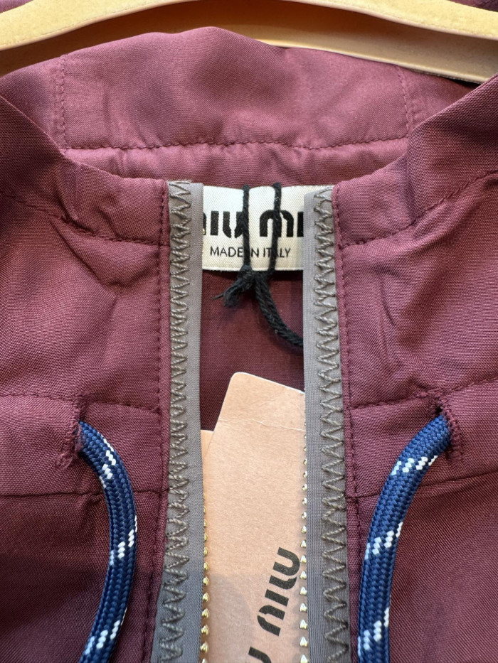 MiuMiu Amaranth Red Technical Fabric Blouson Jacket #380063
