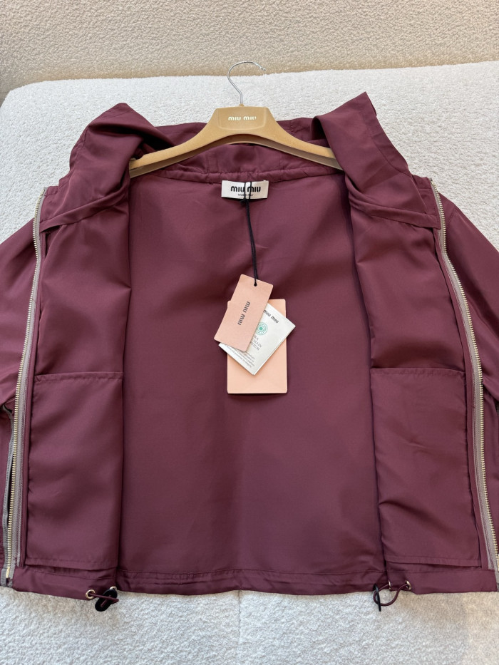 MiuMiu Amaranth Red Technical Fabric Blouson Jacket #380063