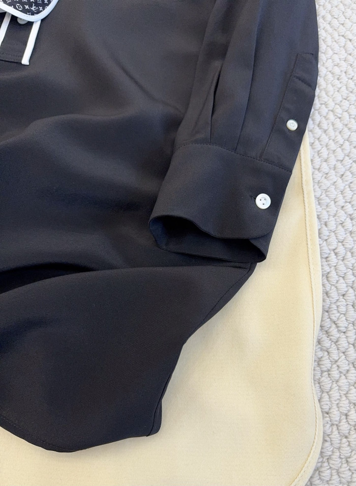 LOUIS VUITTON Monogram Collar Long-Sleeved Dress #379936