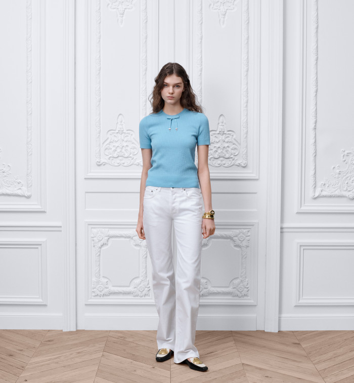 DIOR Short-Sleeved Sweater Blue Dior Oblique Technical Jacquard #380031