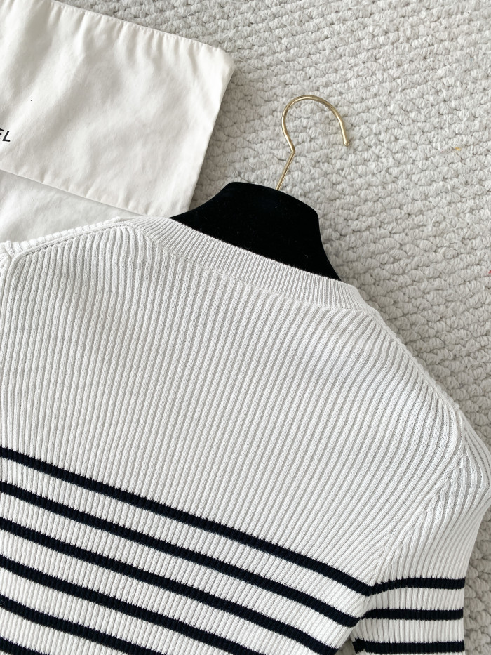 Dior Women's Knitted Striped Short-sleeved Sweater #380121