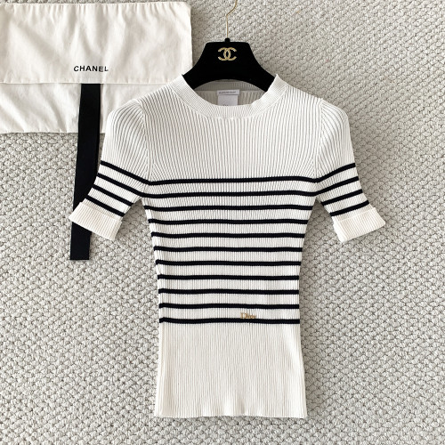 Dior Women's Knitted Striped Short-sleeved Sweater #380121