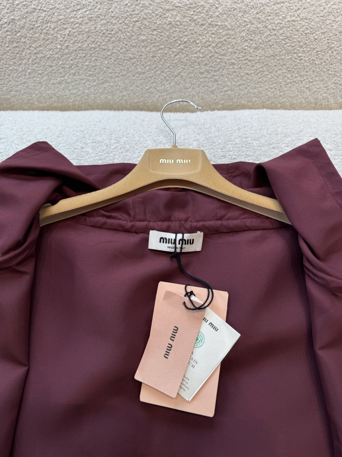 MiuMiu Amaranth Red Technical Fabric Blouson Jacket #380063