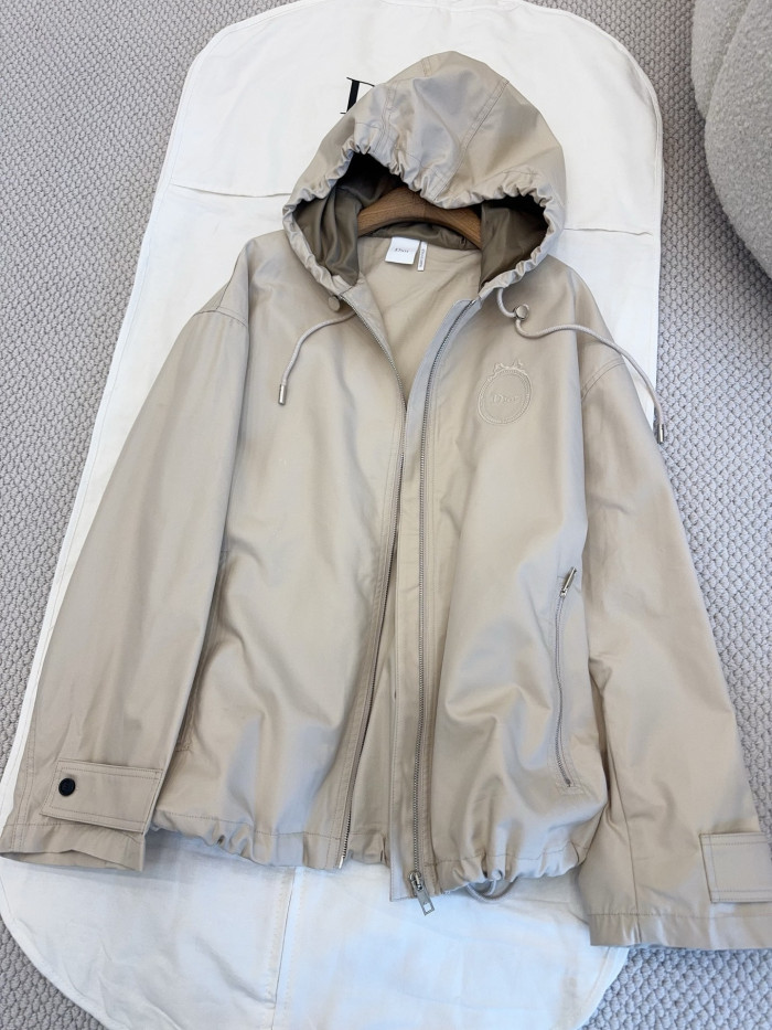 DIOR Dior Médaillon Embroidered Anorak Beige Cotton and Silk Gabardine #380096