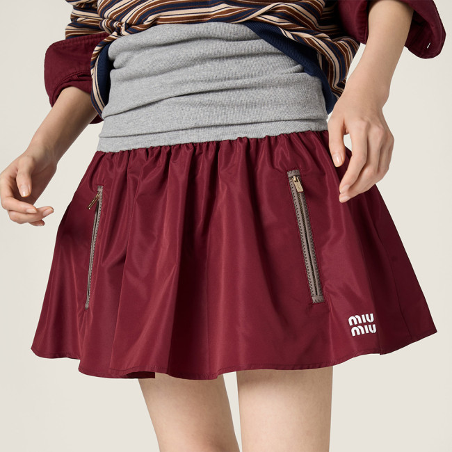 MiuMiu Amaranth gray Technical Fabric Miniskirt #380064