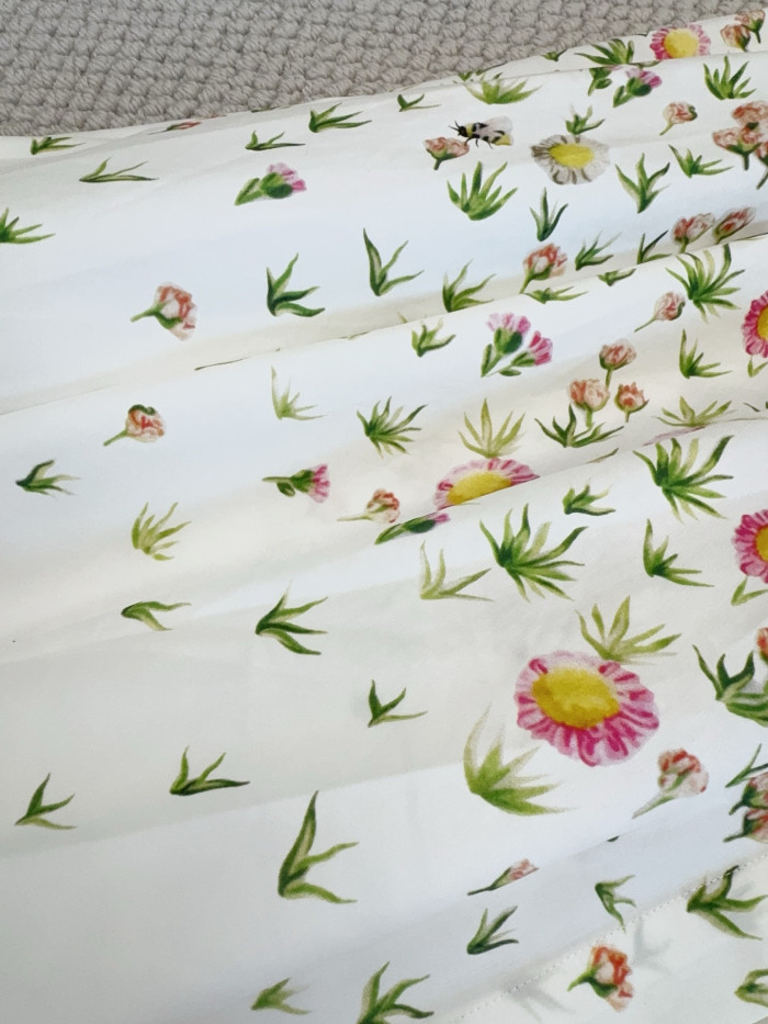 Dior Mid-length Shirt Dress in Cotton Poplin Multicolor Daisy Garden Pattern With Belt #380098