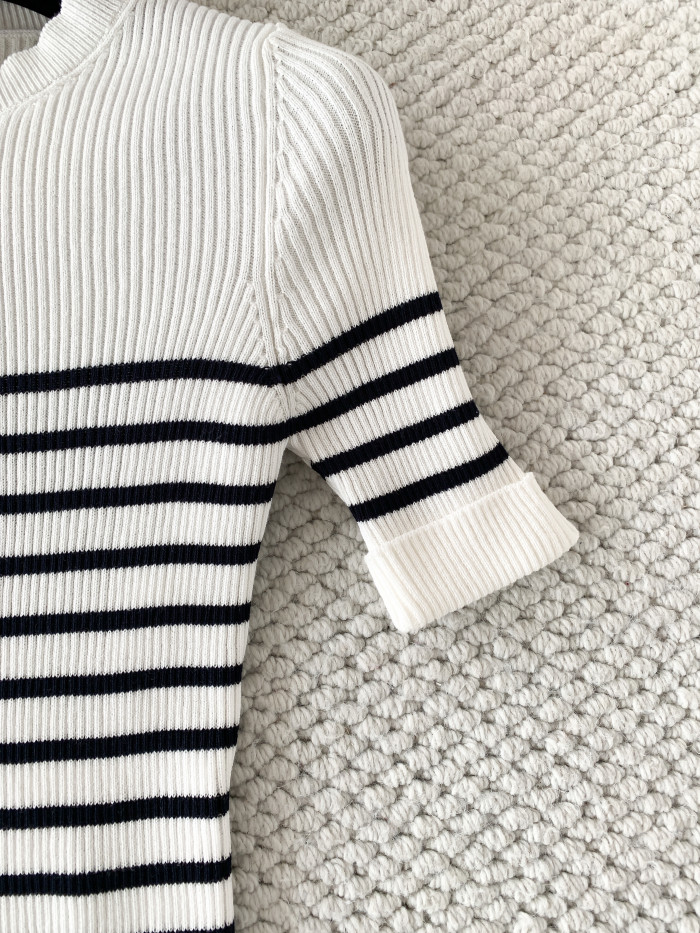 Dior Women's Knitted Striped Short-sleeved Sweater #380121