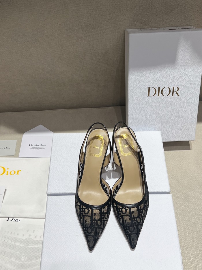 DIOR Adiorable Slingback Pump Black Dior Oblique Embroidered Mesh #380126
