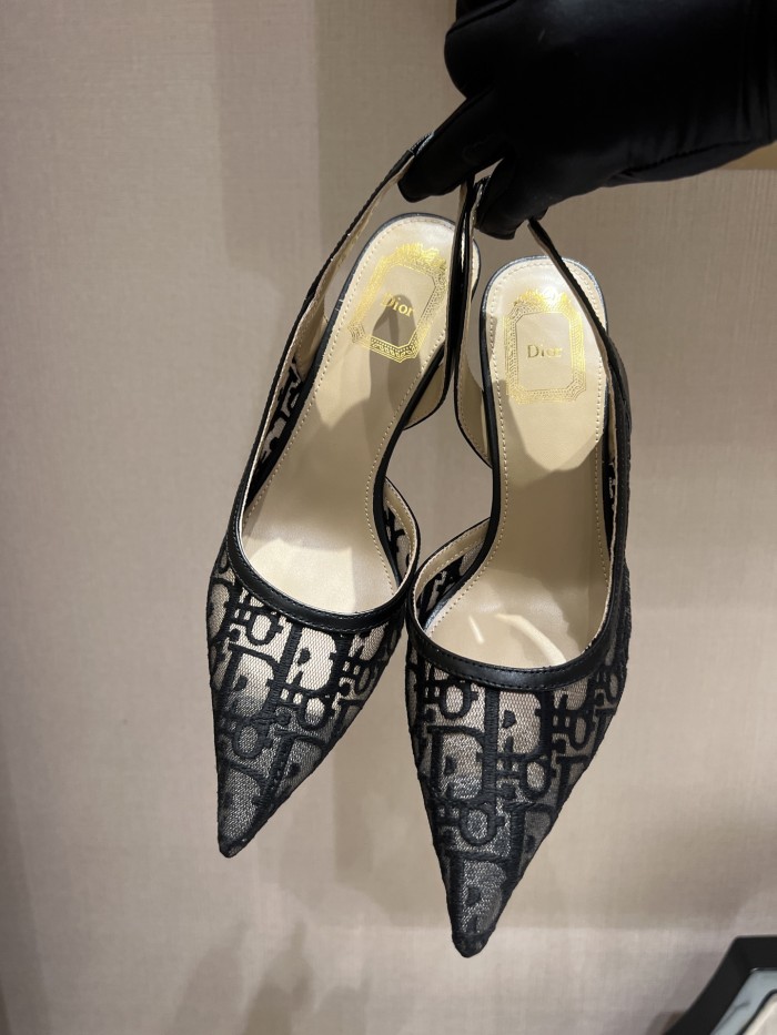 DIOR Adiorable Slingback Pump Black Dior Oblique Embroidered Mesh #380126