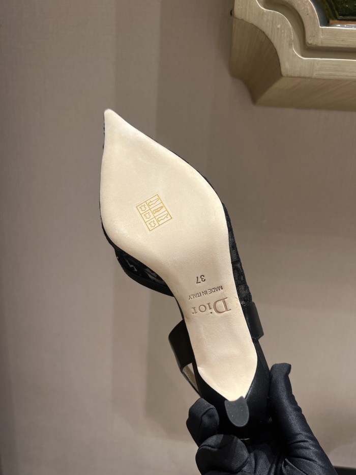 DIOR Adiorable Slingback Pump Black Dior Oblique Embroidered Mesh #380126