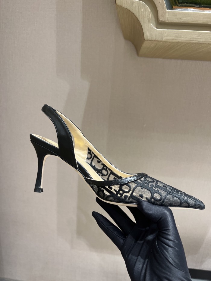 DIOR Adiorable Slingback Pump Black Dior Oblique Embroidered Mesh #380126