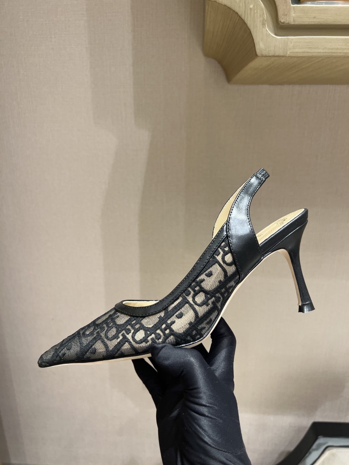 DIOR Adiorable Slingback Pump Black Dior Oblique Embroidered Mesh #380126
