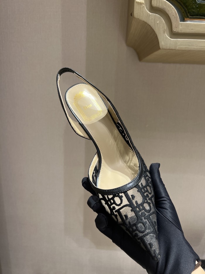 DIOR Adiorable Slingback Pump Black Dior Oblique Embroidered Mesh #380126
