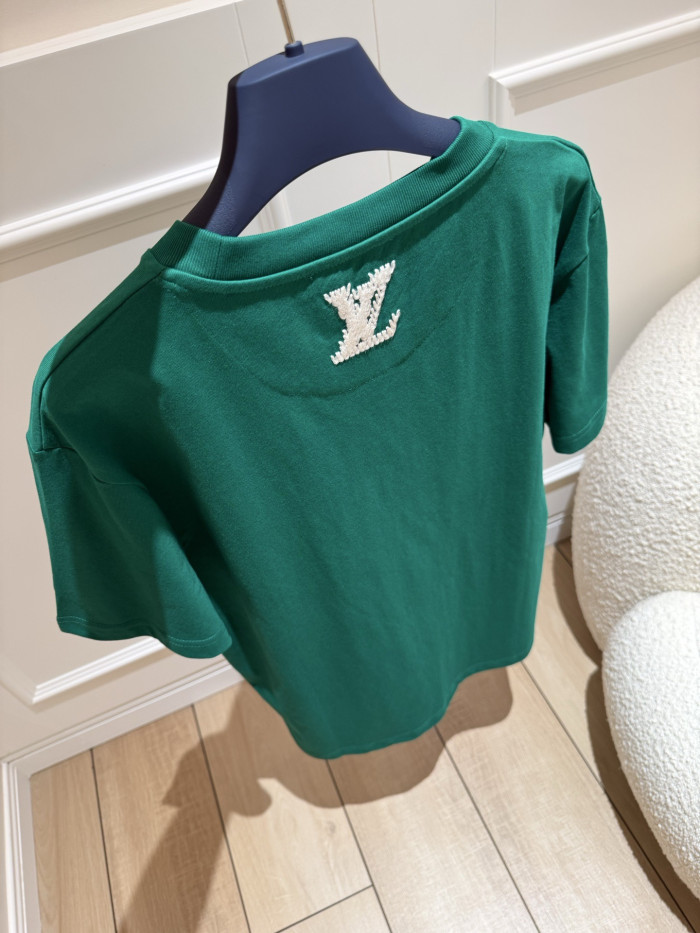Louis Vuitton Crew Neck Wool Embroidered T-shirt #380219