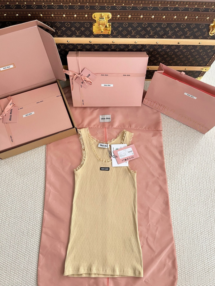 MiuMiu Cocoa Brown Garment-dyed Cotton Tank Top #380244