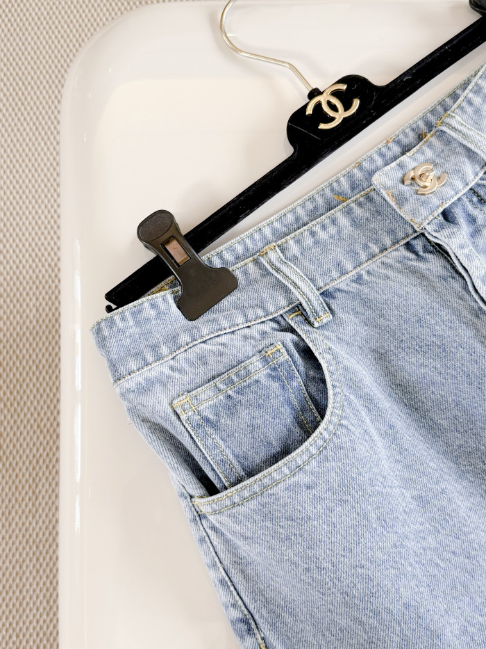 Chanel Covered Button Jeans #380458