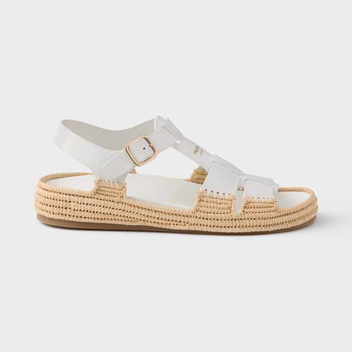 Prada Leather Fisherman Espadrille Sandals #380312
