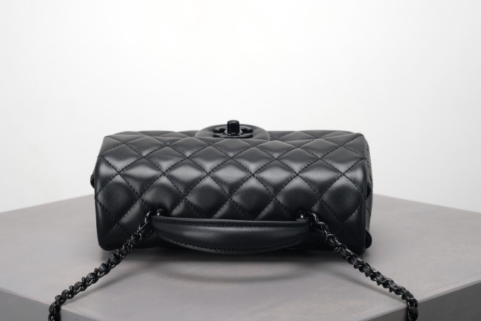 Chanel So Black Quilted Lambskin Mini Rectangular Classic Single Flap #378297