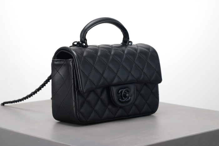 Chanel So Black Quilted Lambskin Mini Rectangular Classic Single Flap #378297