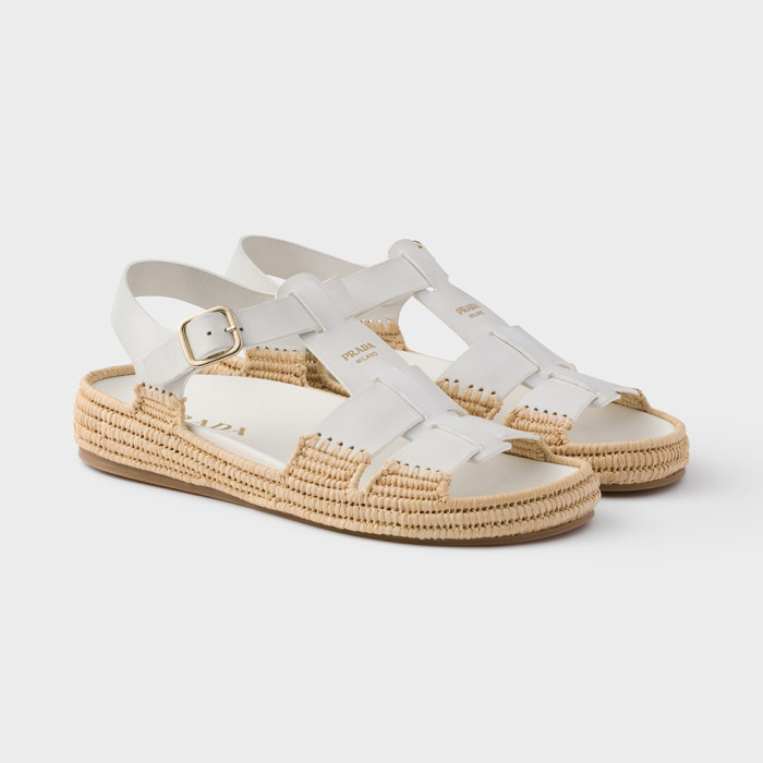 Prada Leather Fisherman Espadrille Sandals #380312