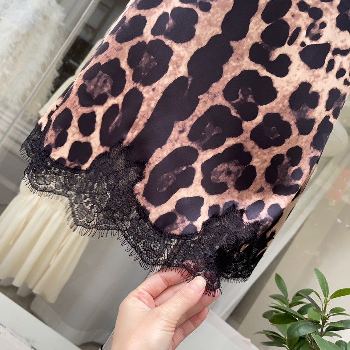 Dolce&Gabbana Leopard-print Satin Lingerie Slip With Lace Detailing in Animal Print #380455