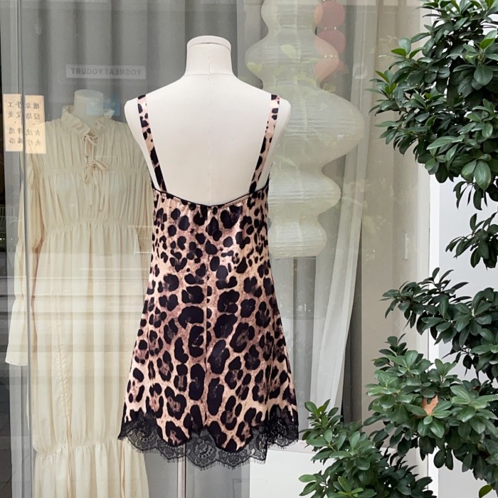 Dolce&Gabbana Leopard-print Satin Lingerie Slip With Lace Detailing in Animal Print #380455