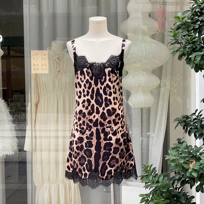 Dolce&Gabbana Leopard-print Satin Lingerie Slip With Lace Detailing in Animal Print #380455