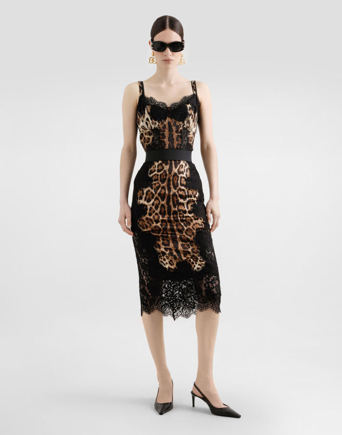 Dolce&gabbana Leopard-print Satin Top With Lace Inlay in Animal Print #380457