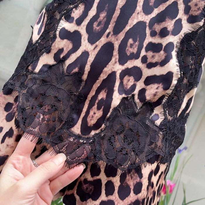 Dolce&gabbana Leopard-print Satin Top With Lace Inlay in Animal Print #380457