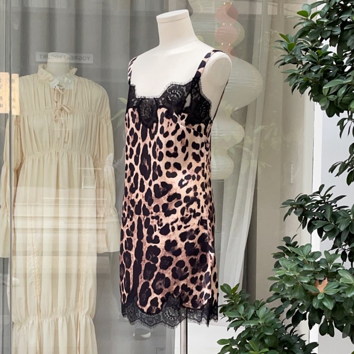 Dolce&Gabbana Leopard-print Satin Lingerie Slip With Lace Detailing in Animal Print #380455