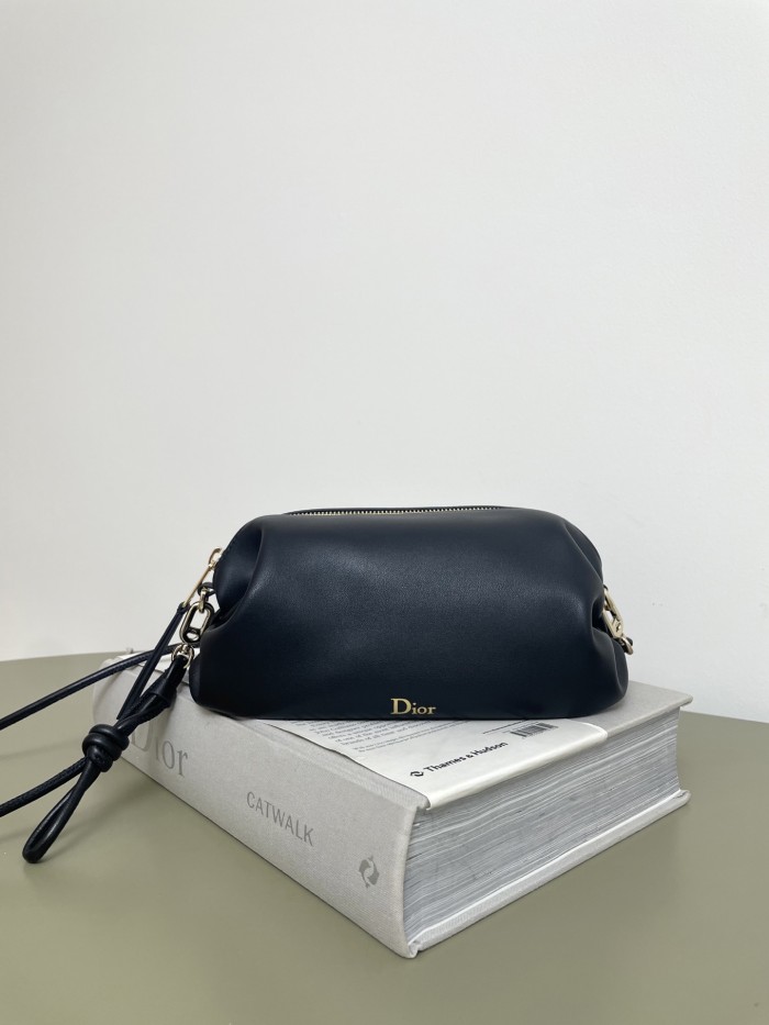 DIOR Dior Bow Pouch Black Supple Lambskin #380535