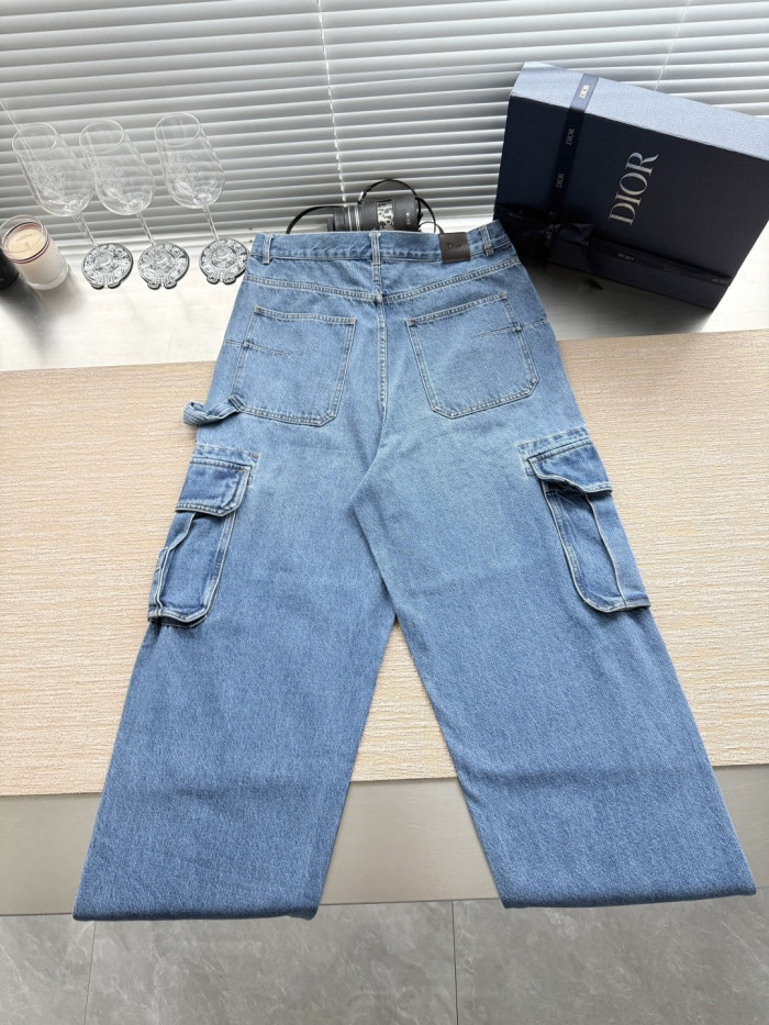 DIOR Cargo Jeans Blue Cotton Twill#380532