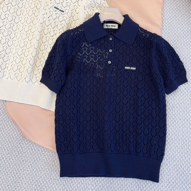 Miumiu Rhombus Hollow Knitted Polo #380495