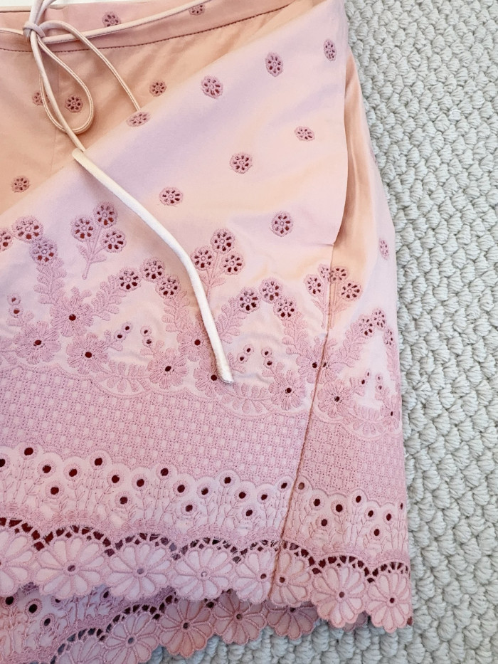 Valentino Sangallo Lace Top Shorts With Fleurs Ajours Margheritine Pattern for Woman in Pink #381095