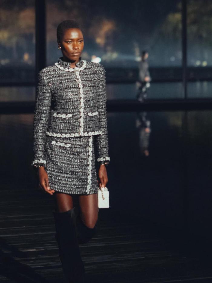 Chanel Black and White Tweed Texture Jacket#330746