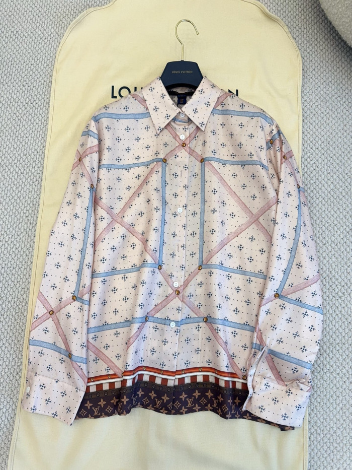 LOUIS VUITTON Trunk Print Silk Shirt #381113