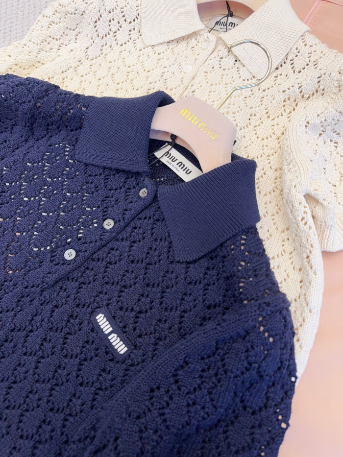 Miumiu Rhombus Hollow Knitted Polo #380495