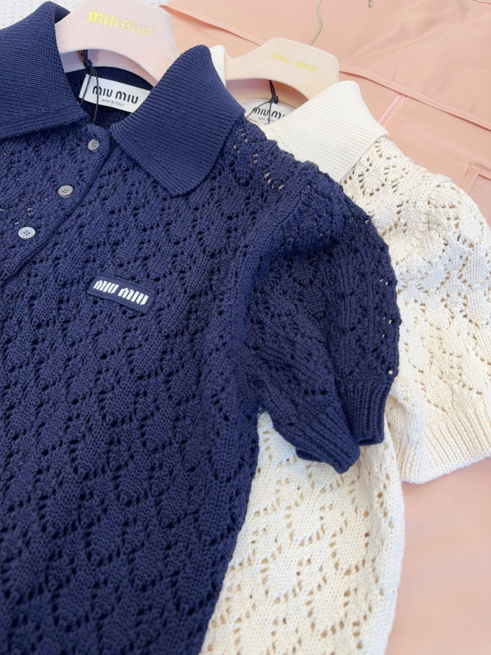 Miumiu Rhombus Hollow Knitted Polo #380495